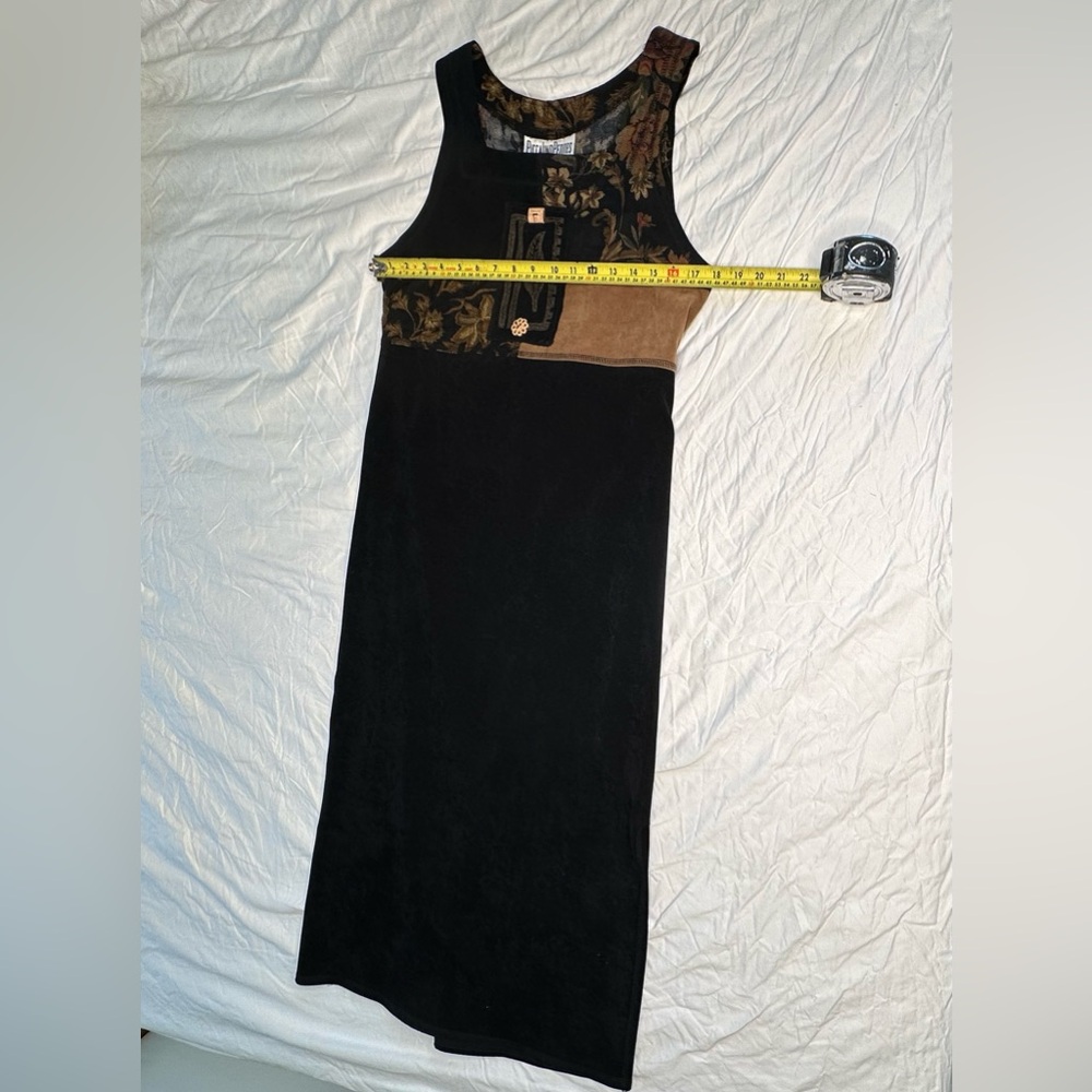 VTG 90s Piccalino Petites Patchwork Midi Dress 6P Made in USA Tapestry Appliqué - Picture 9 of 13